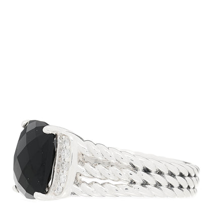 David Yurman Sterling Silver Diamond Black Onyx 10mm Petite Wheaton Ring 54 6.75 3 of 5