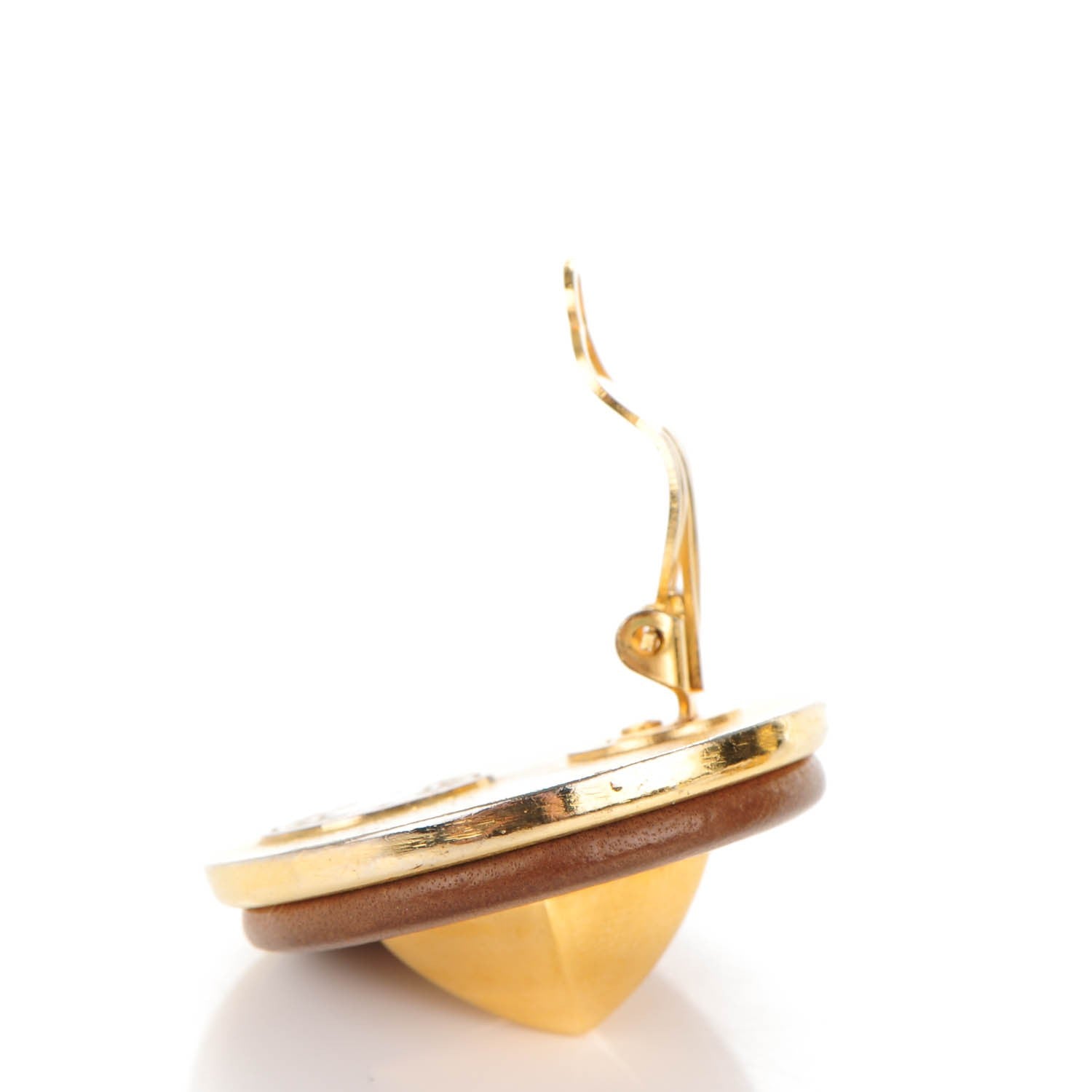 Hermes Lambskin Medor Clip On Earrings Gold 3 of 6