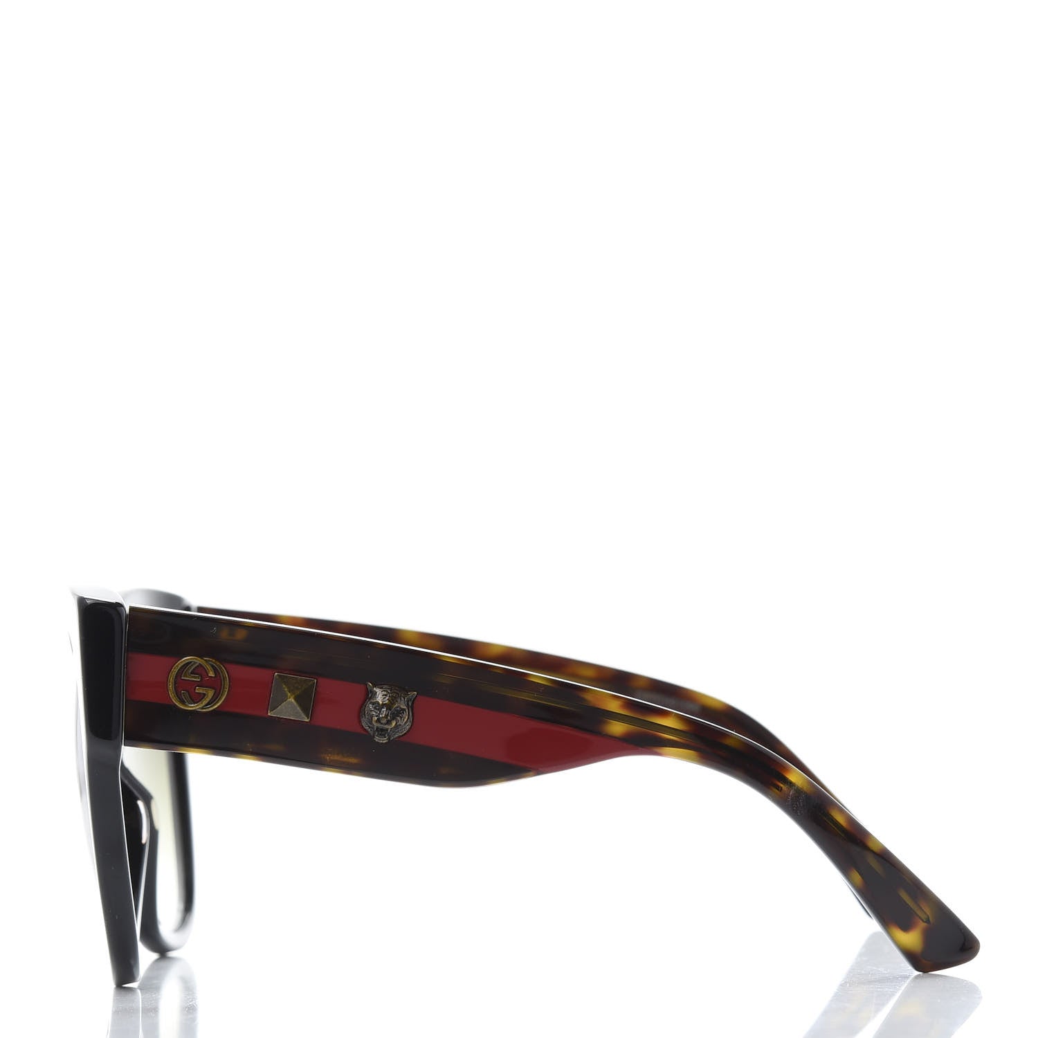 Gucci Acetate Square Frame Web Sunglasses GG0059S Black Tortoise 3 of 8