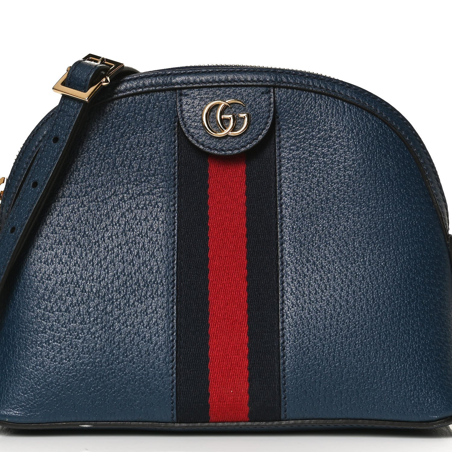 Gucci Textured Dollar Calfskin Web Small Ophidia Dome Shoulder Bag Blue Agata 9 of 13