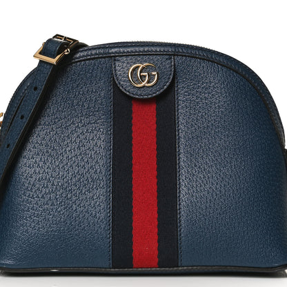 Gucci Textured Dollar Calfskin Web Small Ophidia Dome Shoulder Bag Blue Agata 9 of 13