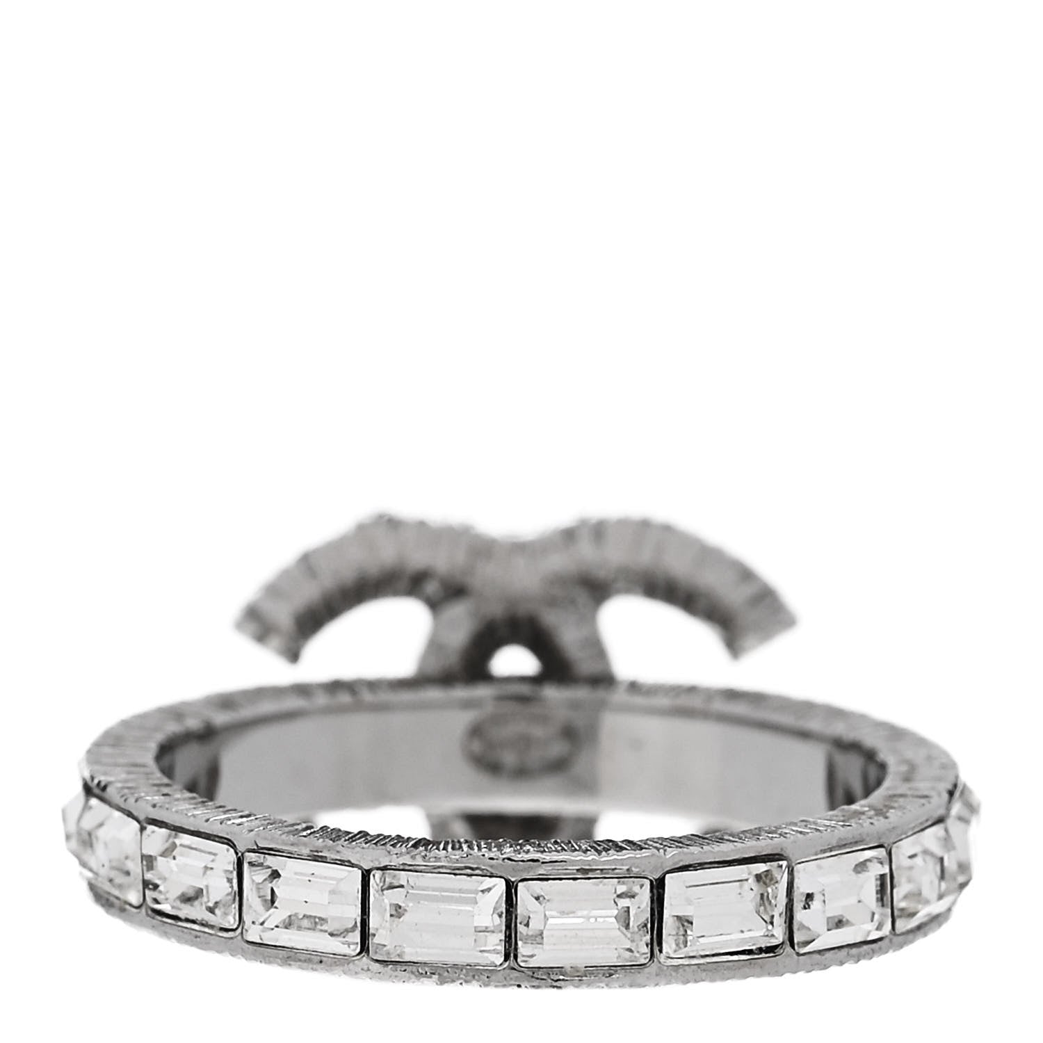 Chanel Crystal Baguette CC Ring 52 6 Silver 4 of 5