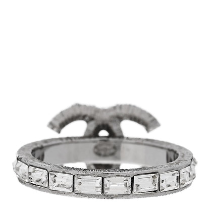 Chanel Crystal Baguette CC Ring 52 6 Silver 4 of 5