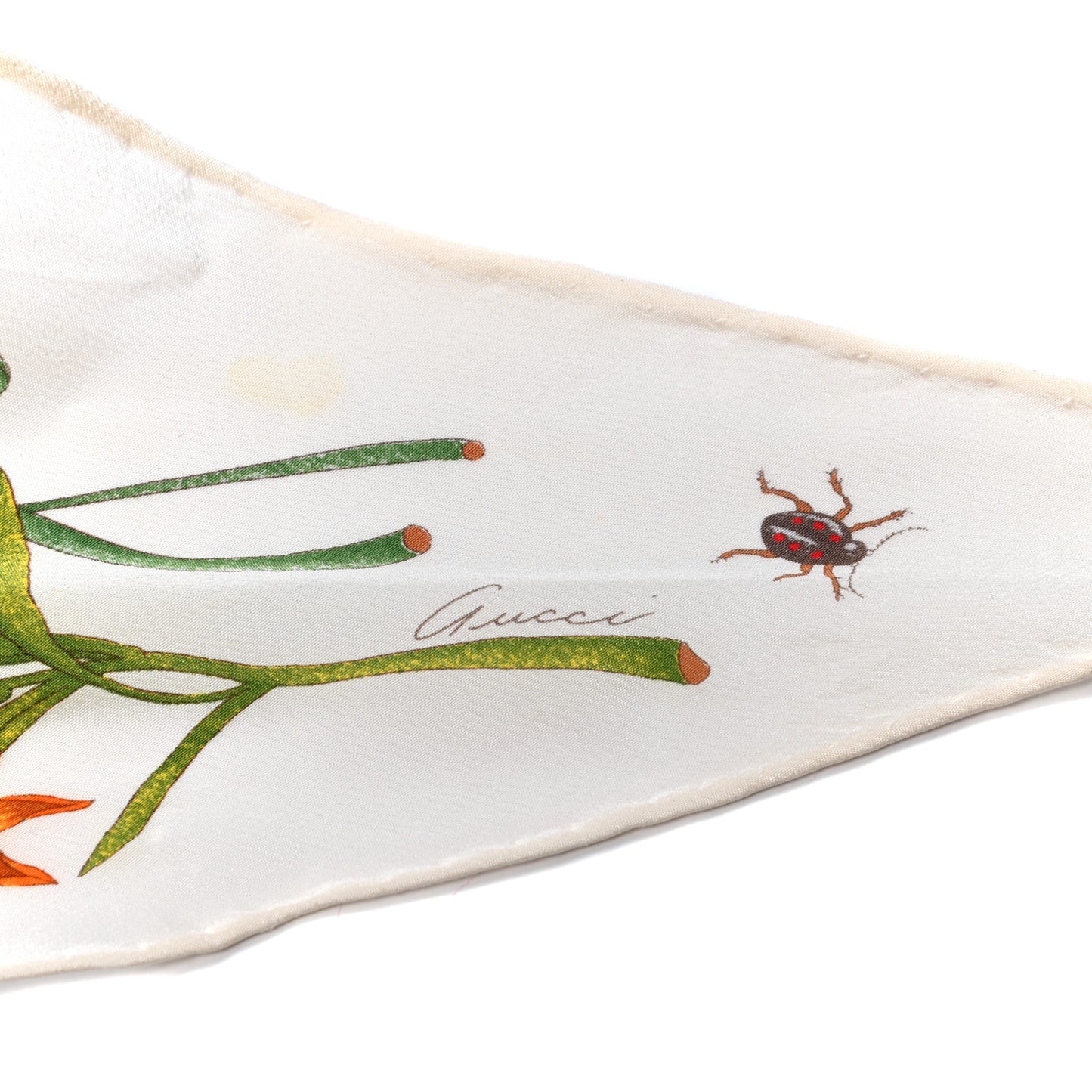 Silk Floral Triangle Scarf White Multicolor