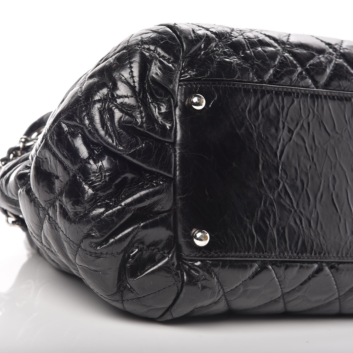 Chanel Glazed Calfskin Quilted Tweed Small Portobello Tote Black 5 of 10