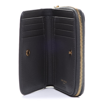 Saint Laurent Grained Calfskin Tiny Monogram Compact Zip Around Wallet Grey 6 of 10