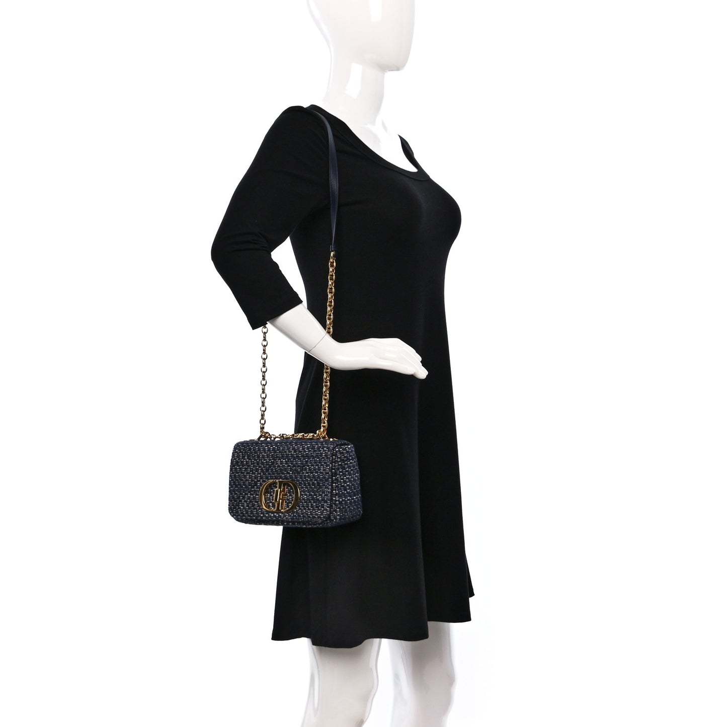 Tweed Cannage Small Caro Bag Dark Blue