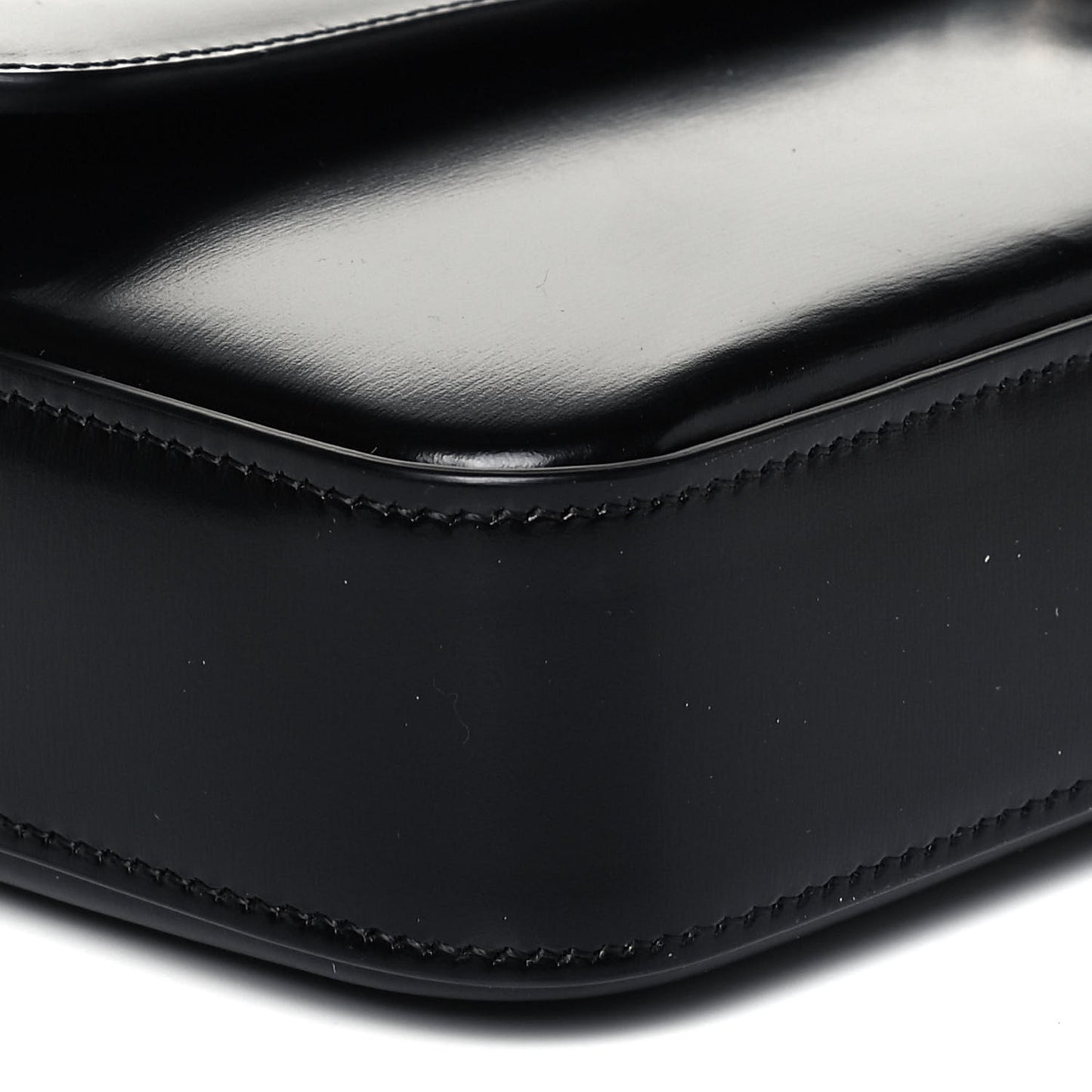 Shiny Calfskin Triomphe Chain Bag Black