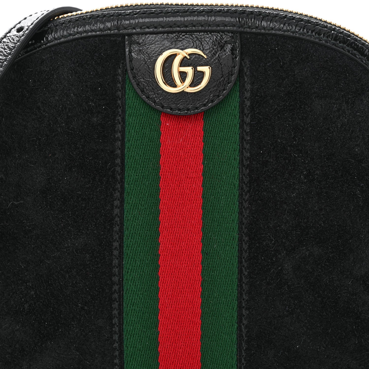 Gucci Suede Patent Web GG Small Ophidia Dome Shoulder Bag Black 8 of 10