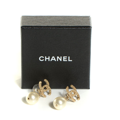 Chanel Pearl CC Drop Earrings Gold 5 of 5