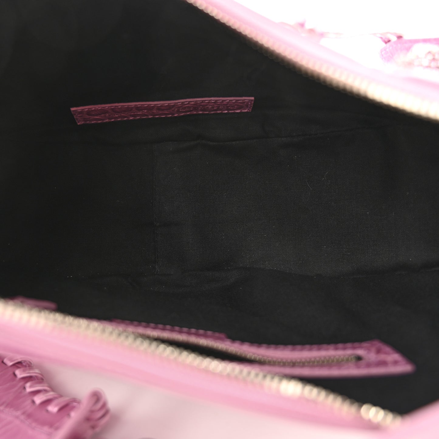 Metallic Extra Supple Calfskin Crystal Crocodile Embossed Small Le Cagole Shoulder Bag Pink