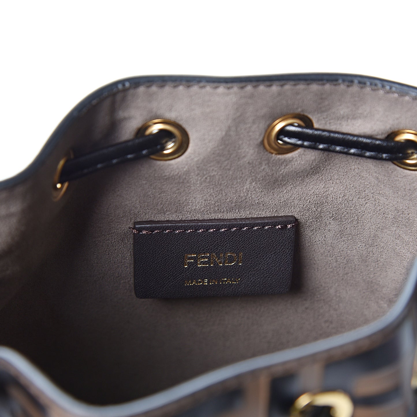 Vitello Liberty F is Fendi Bi-Color FF 1974 Embossed Mini Mon Tresor Bucket Bag Maya Black