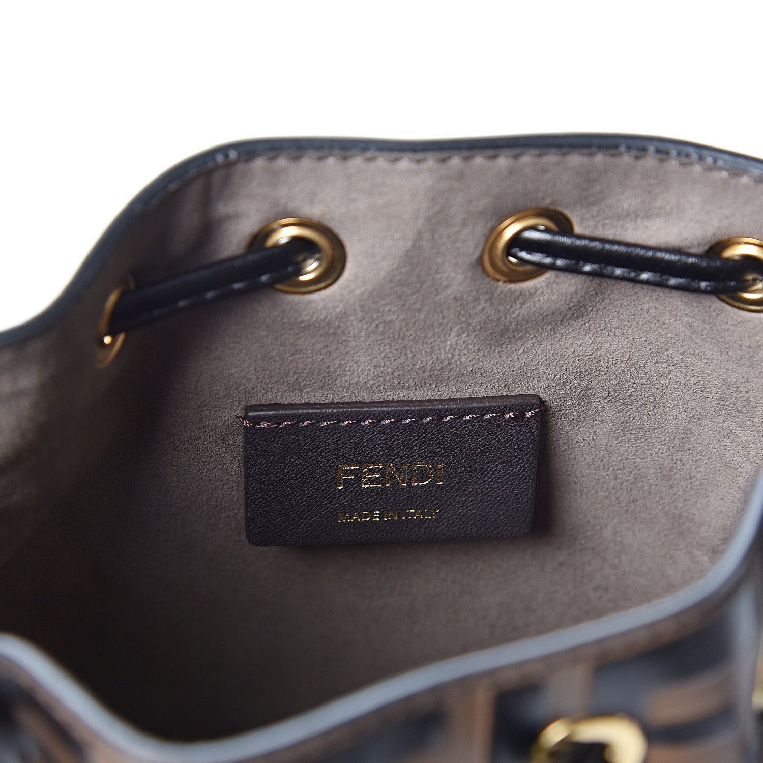 Fendi Vitello Liberty F is Fendi Bi-Color FF 1974 Embossed Mini Mon Tresor Bucket Bag Maya Black 5 of 10