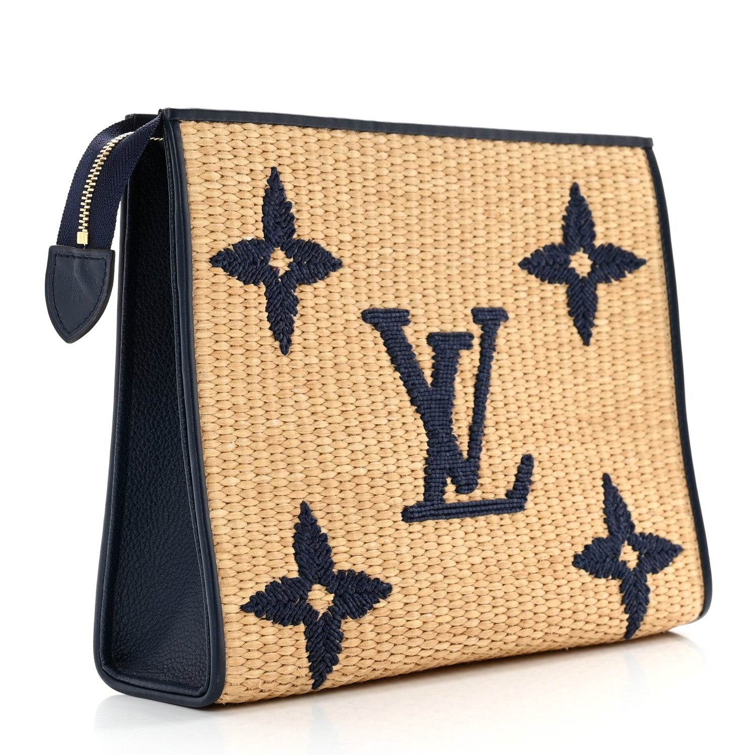 Louis Vuitton Raffia Calfskin Monogram Giant Toiletry Pouch 26 Blue 3 of 9