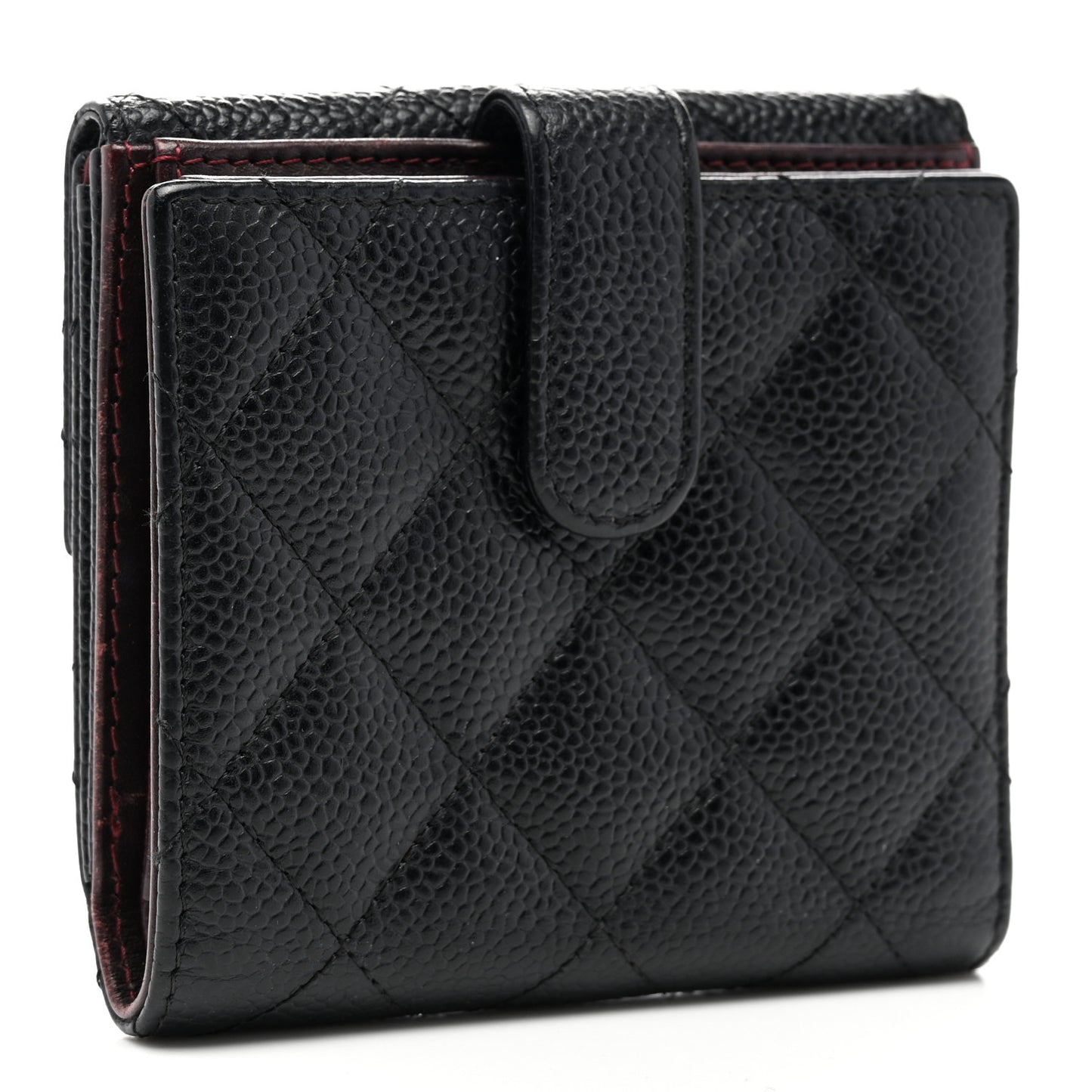 Caviar Quilted Compact French Flap Wallet Black