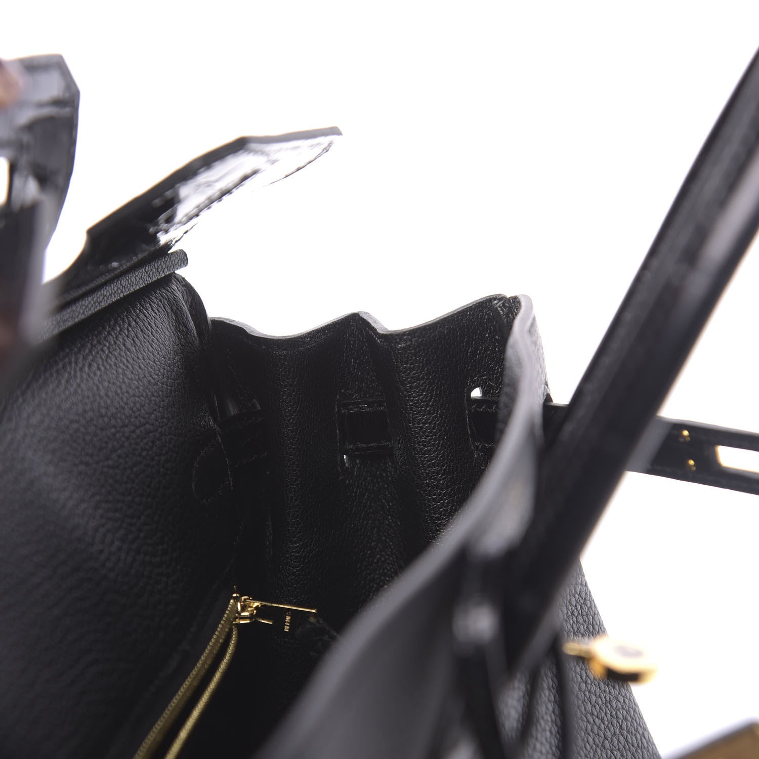 Hermes Togo Shiny Niloticus Crocodile Birkin Touch 25 Black 12 of 38