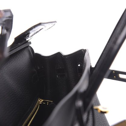 Hermes Togo Shiny Niloticus Crocodile Birkin Touch 25 Black 12 of 38