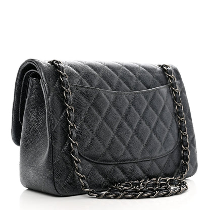 Chanel Metallic Caviar Quilted Jumbo Double Flap Dark Grey 3 of 11
