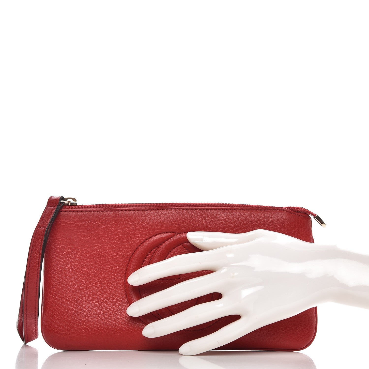 Gucci Pebbled Calfskin Soho Wristlet Vibrant Red 2 of 8