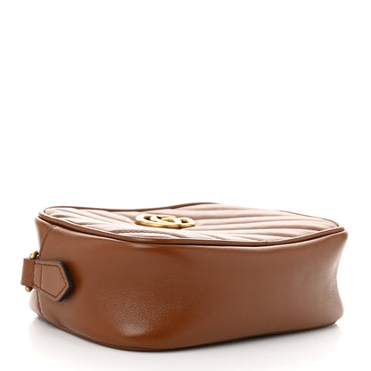 Gucci Glazed Calfskin Matelasse Diagonal Mini GG Marmont Chain Shoulder Bag Cuir 4 of 11