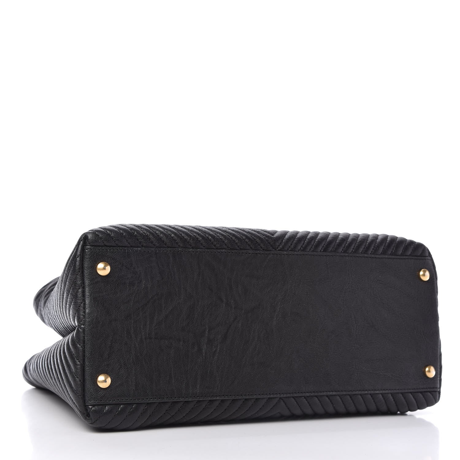 Chanel Wrinkled Lambskin Chevron Quilted Surpique Tote Black 4 of 10