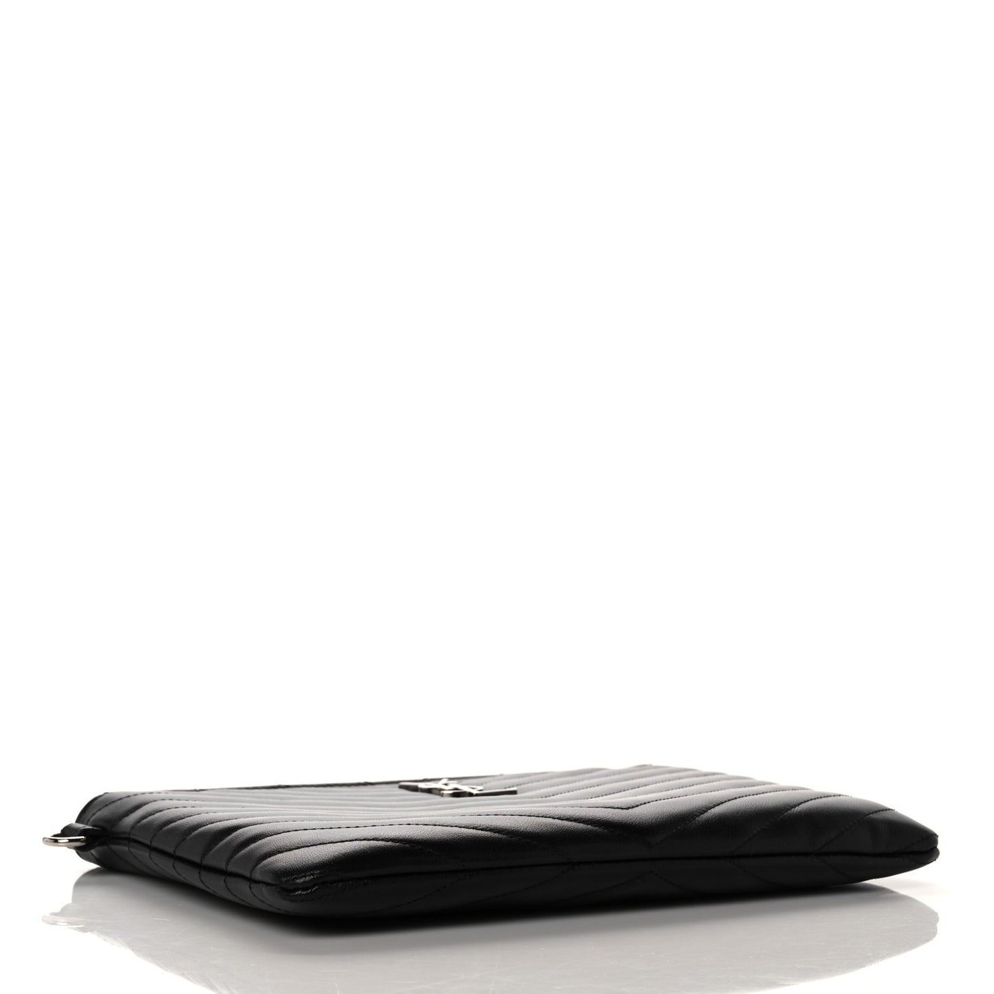 Calfskin Matelasse Chevron Monogram A5 Wristlet Black