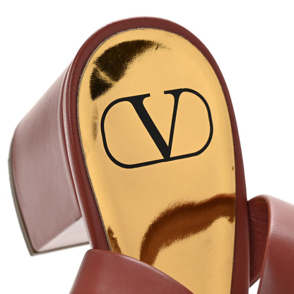 Valentino Garavani Calfskin One Stud Ankle Strap 60mm Sandals 37.5 Gingerbread 8 of 12