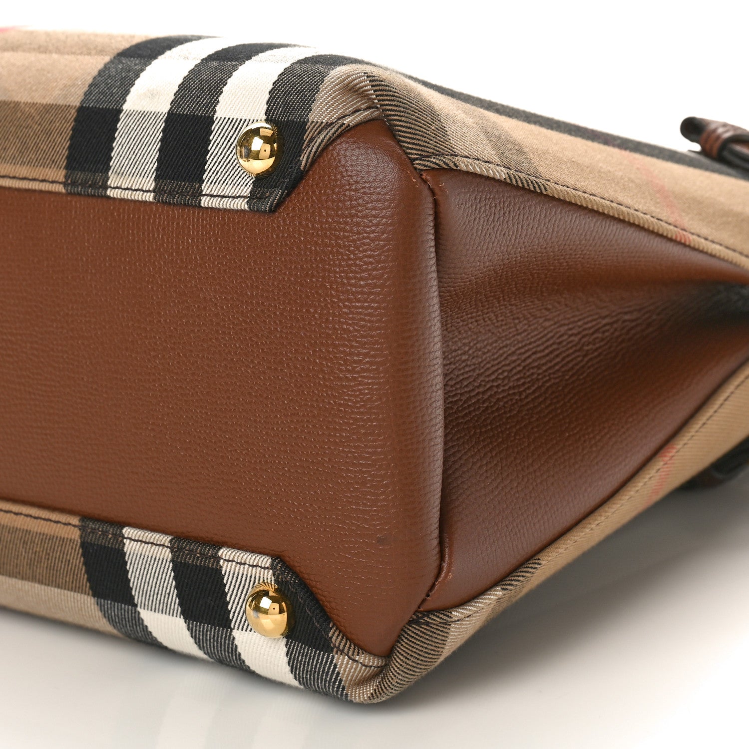 Burberry House Check Grainy Calfskin Medium Banner Tote Tan 9 of 13