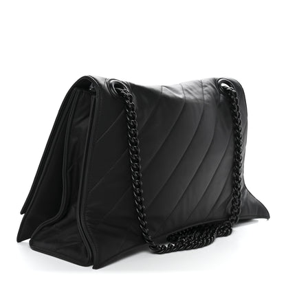 Balenciaga Satin Lambskin Quilted Matte Black Hardware Large Crush Chain Bag Black 3 of 10