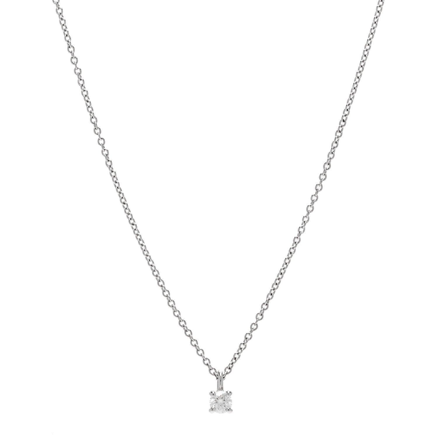 Tiffany Platinum Diamond .12ct Solitaire Pendant Necklace 1 of 6