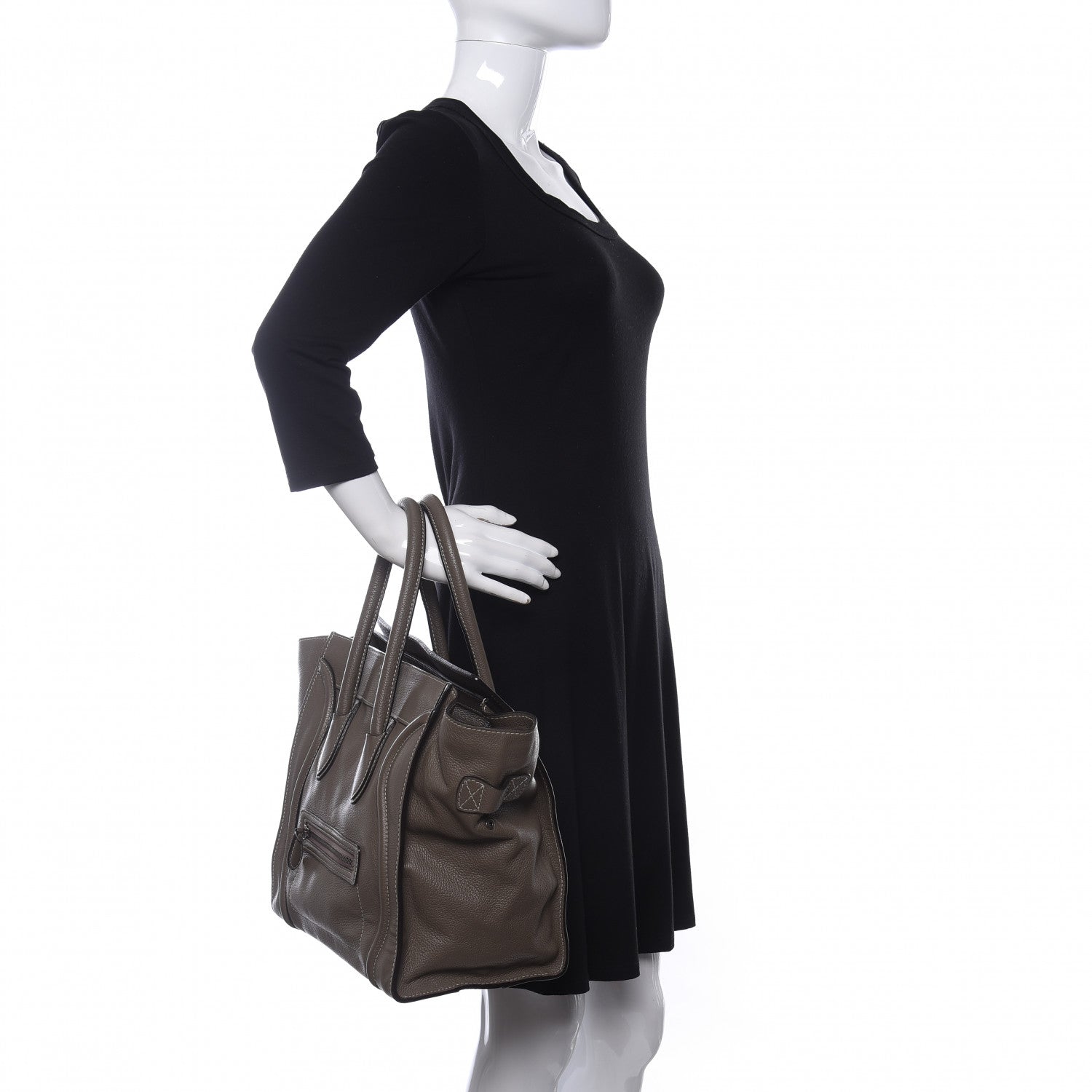 Celine Drummed Calfskin Mini Luggage Souris 2 of 11