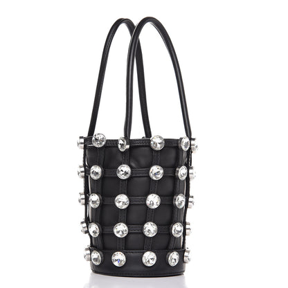 Alexander Wang Calfskin Crystal Embellished Roxy Mini Bucket Bag Black 3 of 7