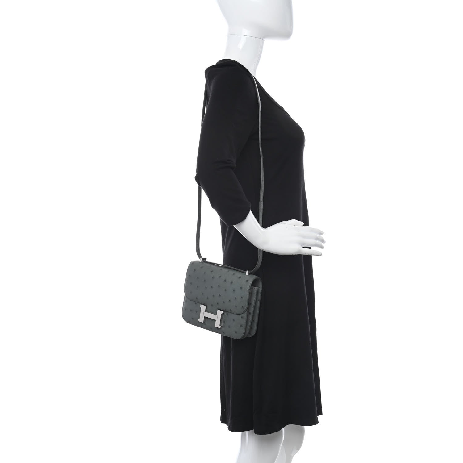 Hermes Ostrich Constance 18 Graphite 2 of 11