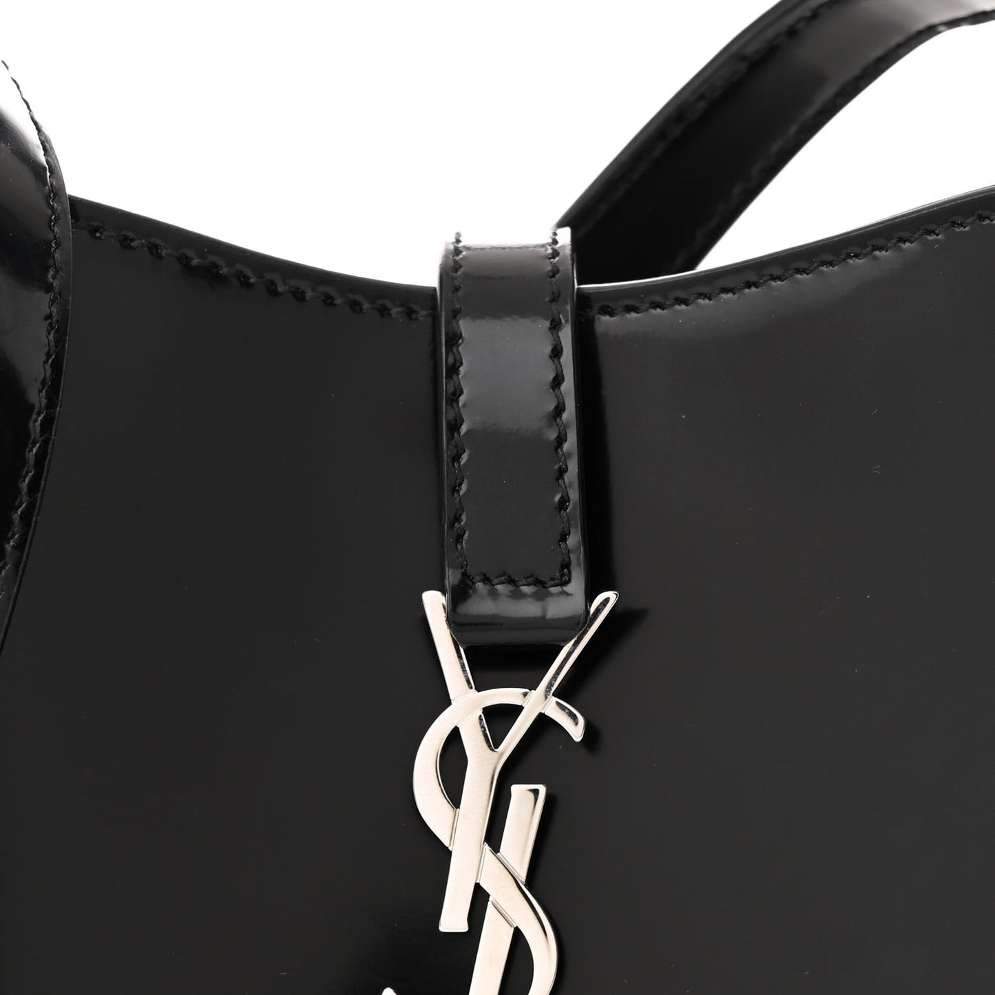 Patent Calfskin Mini Le 5 A 7 Vertical Hobo Black
