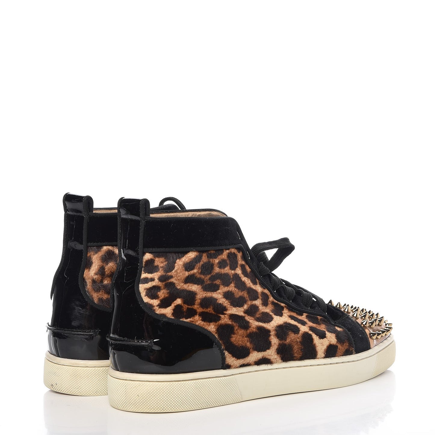 Men's Pony Hair Spikes Orlato Flat Sneakers 42.5 Leopard