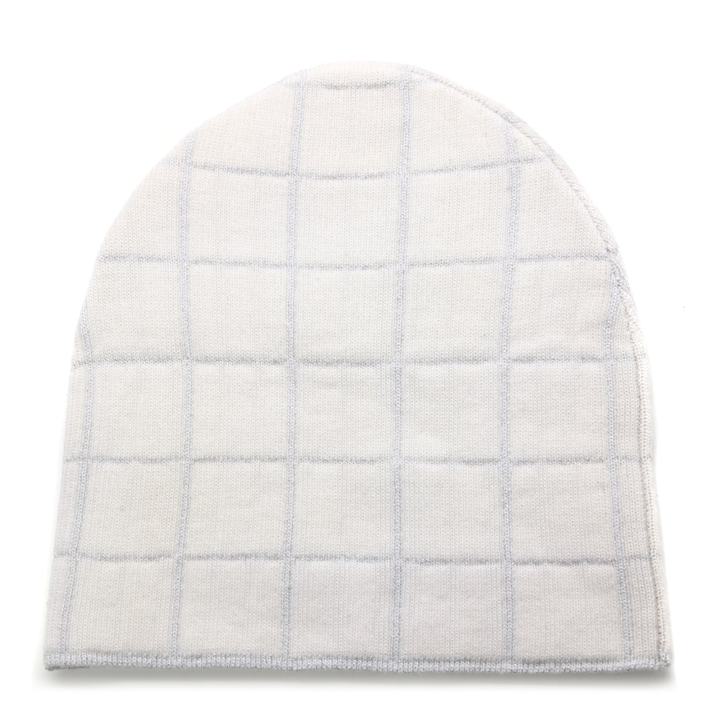 Wool Blend CC Beanie Hat White Silver