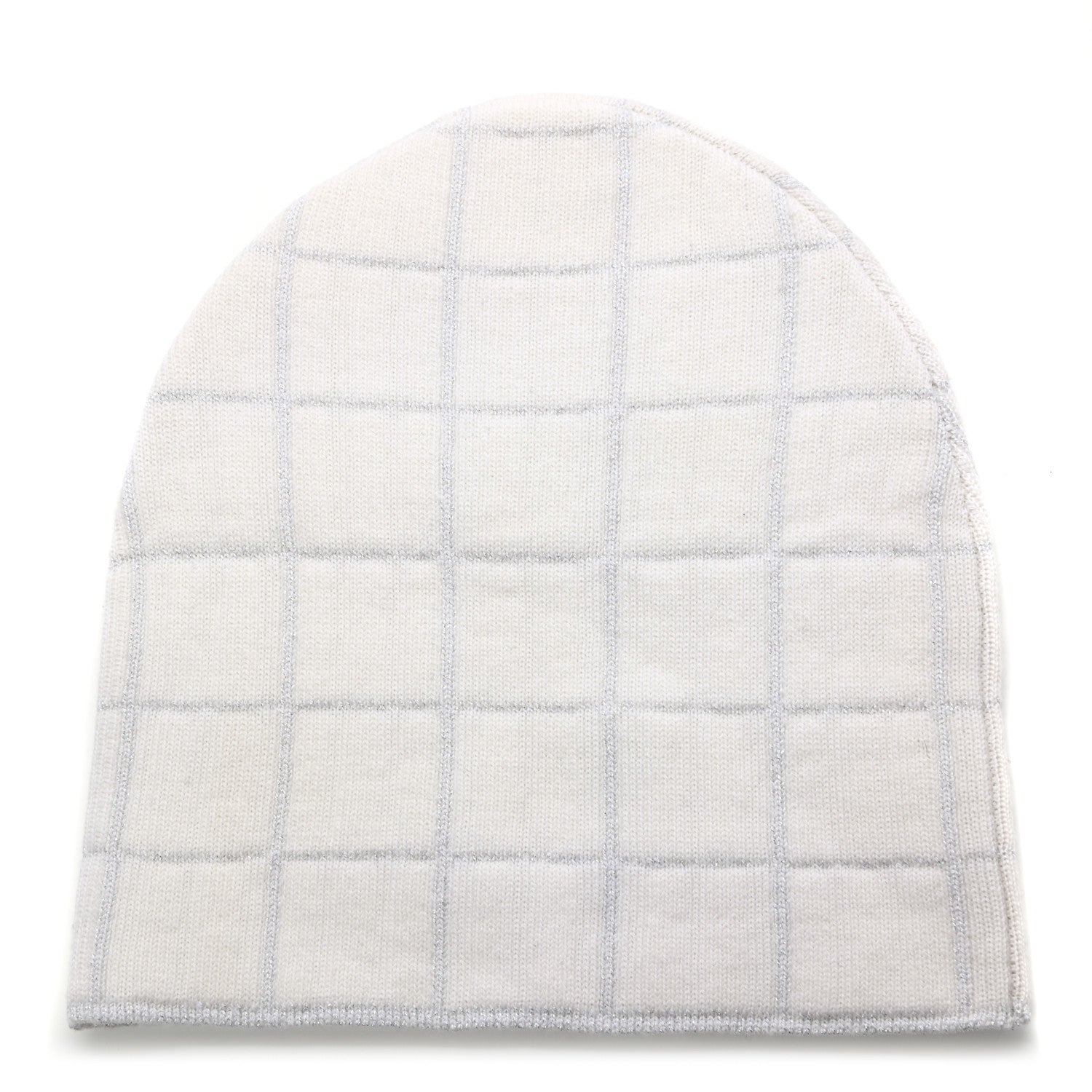 Chanel Wool Blend CC Beanie Hat White Silver 3 of 5