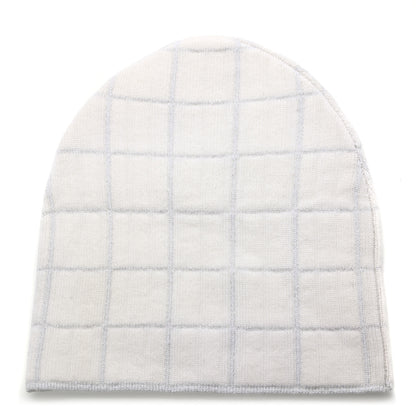 Chanel Wool Blend CC Beanie Hat White Silver 3 of 5