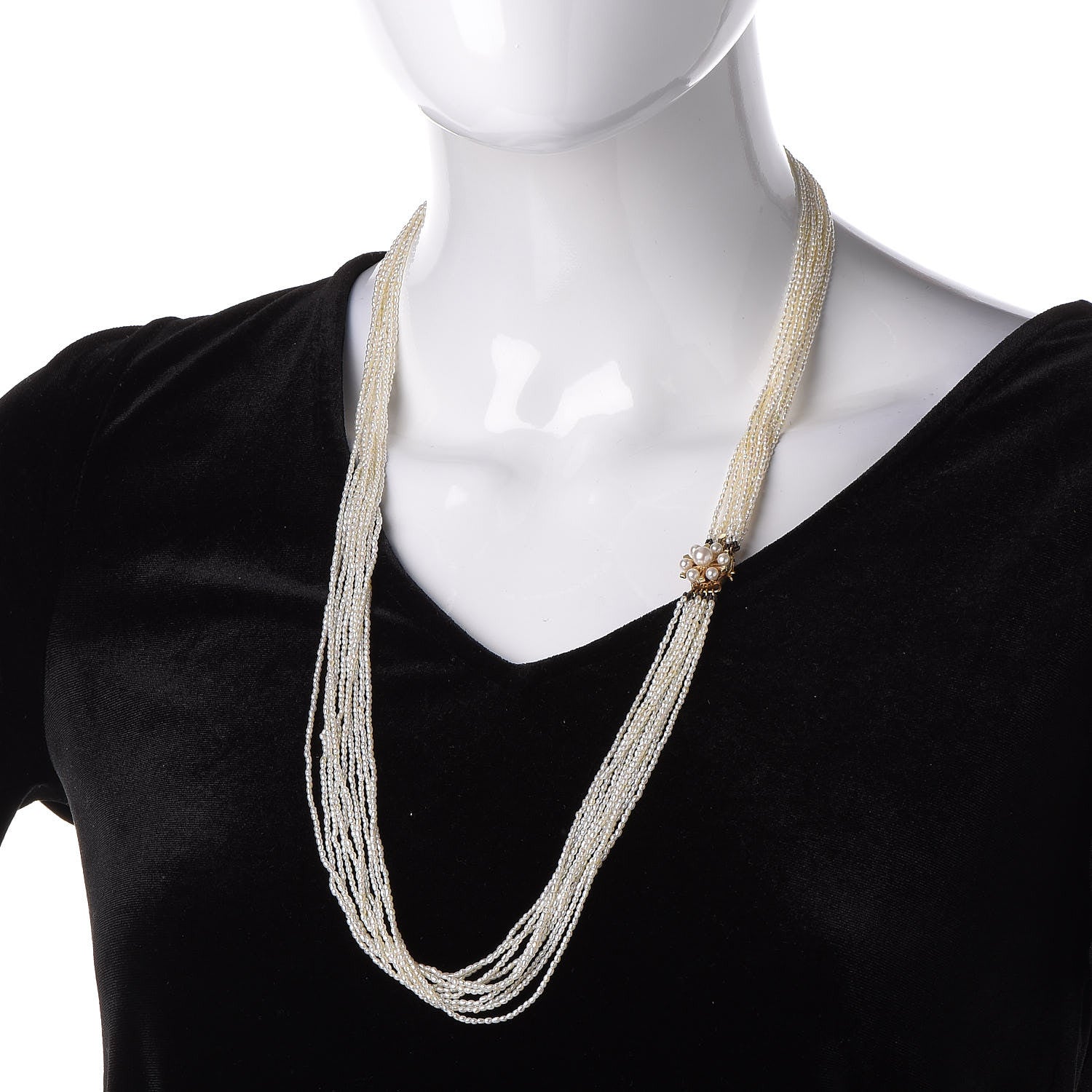 Mikimoto 14K Yellow Gold Akoya Seed Pearl Multi Strand Necklace 28" 2 of 7