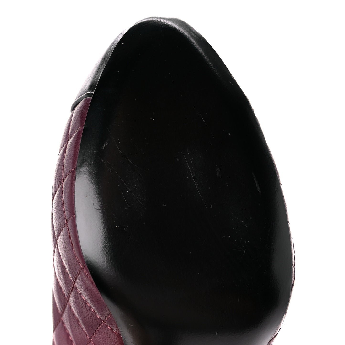 Lambskin Quilted CC Cap Toe Pumps 36 Burgundy Black