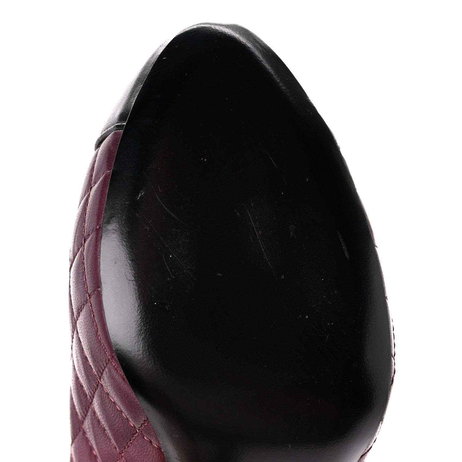 Chanel Lambskin Quilted CC Cap Toe Pumps 36 Burgundy Black 10 of 10
