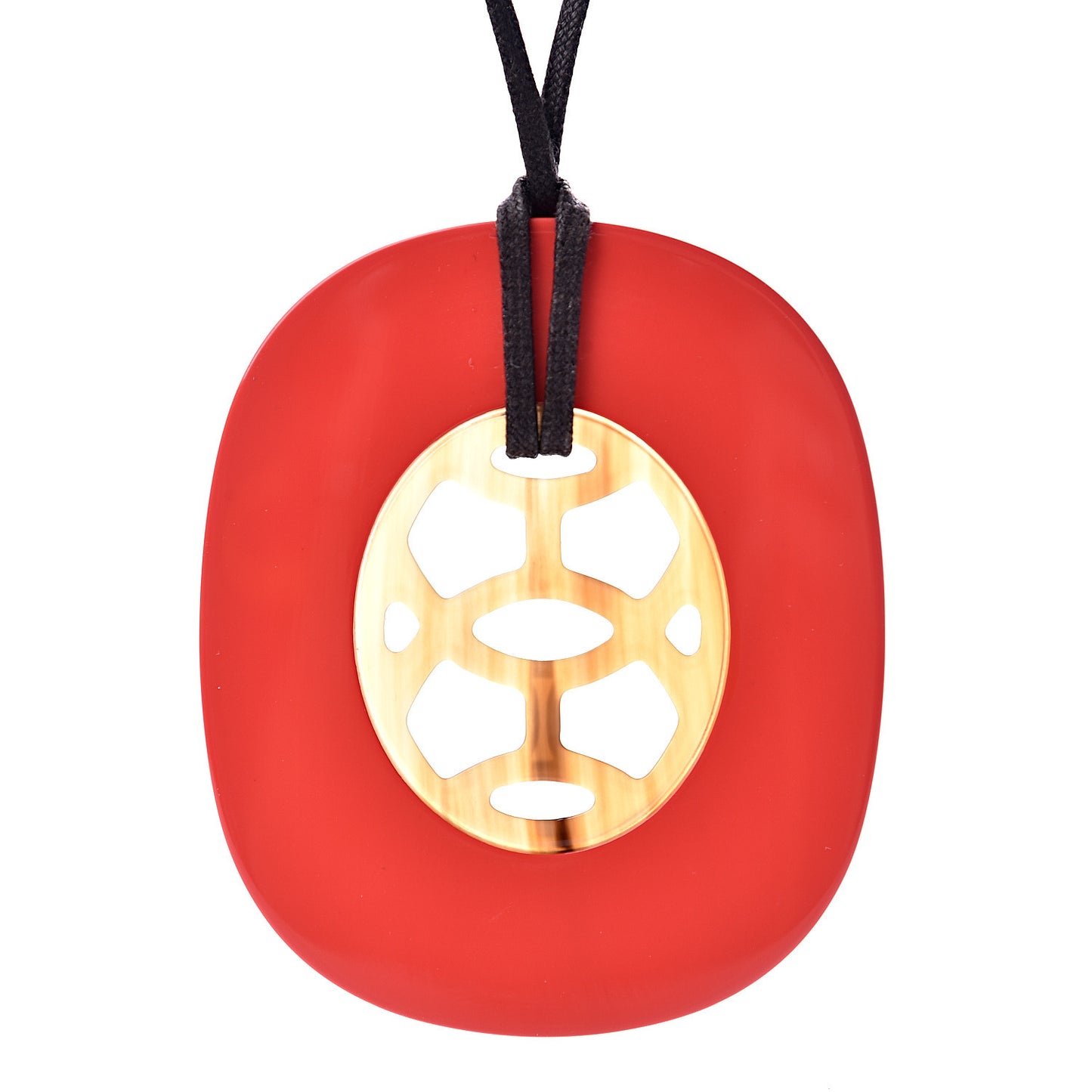 Buffalo Horn Lacquer Lift Necklace GM Rouge Carmin