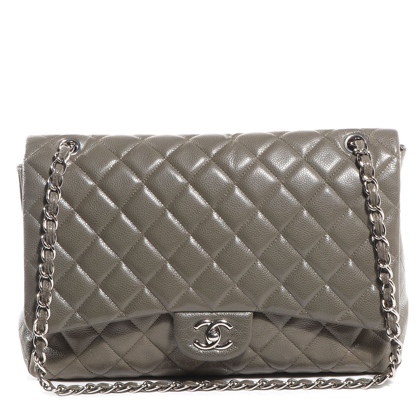 Caviar Maxi Single Flap Grey