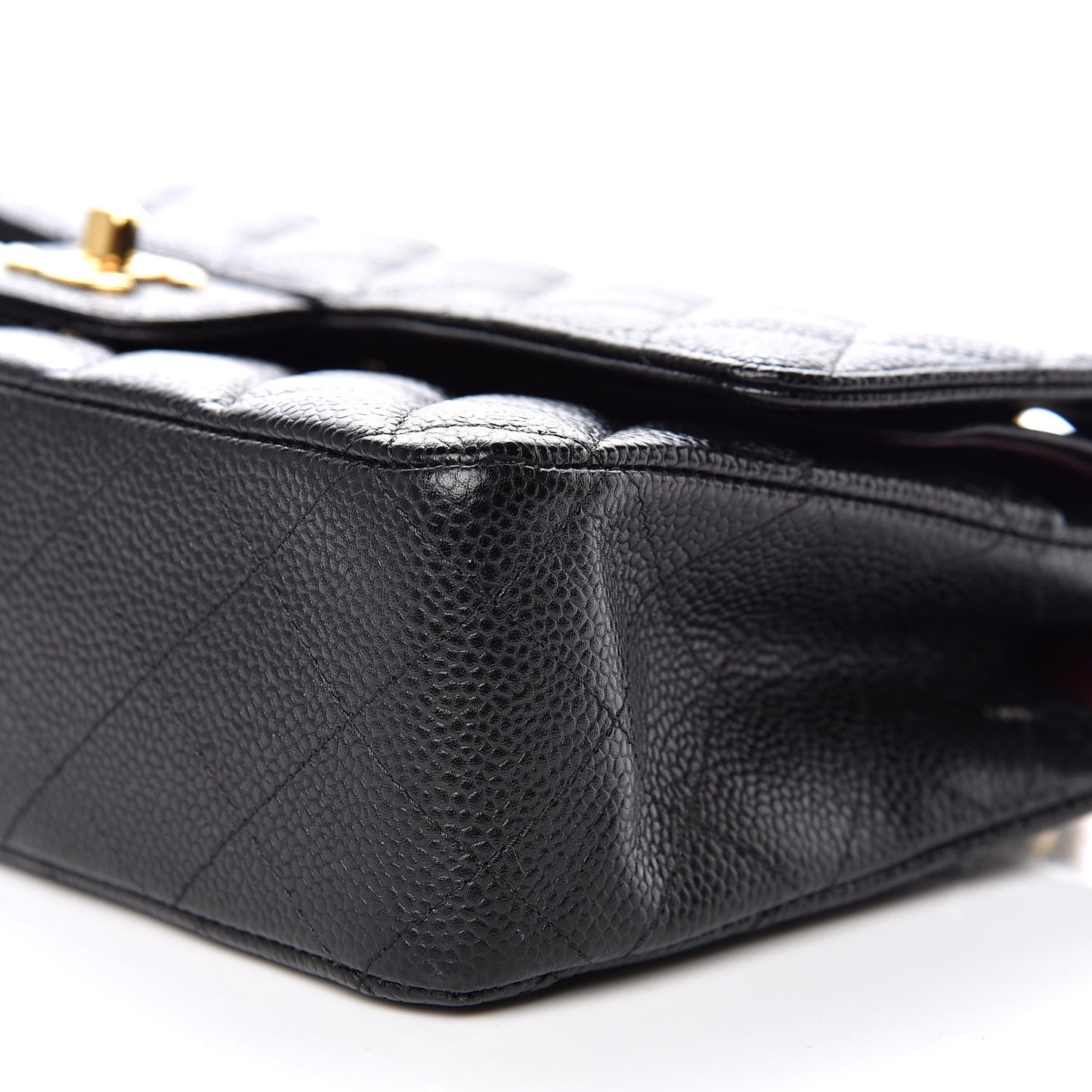 Caviar Quilted Medium Double Flap Black