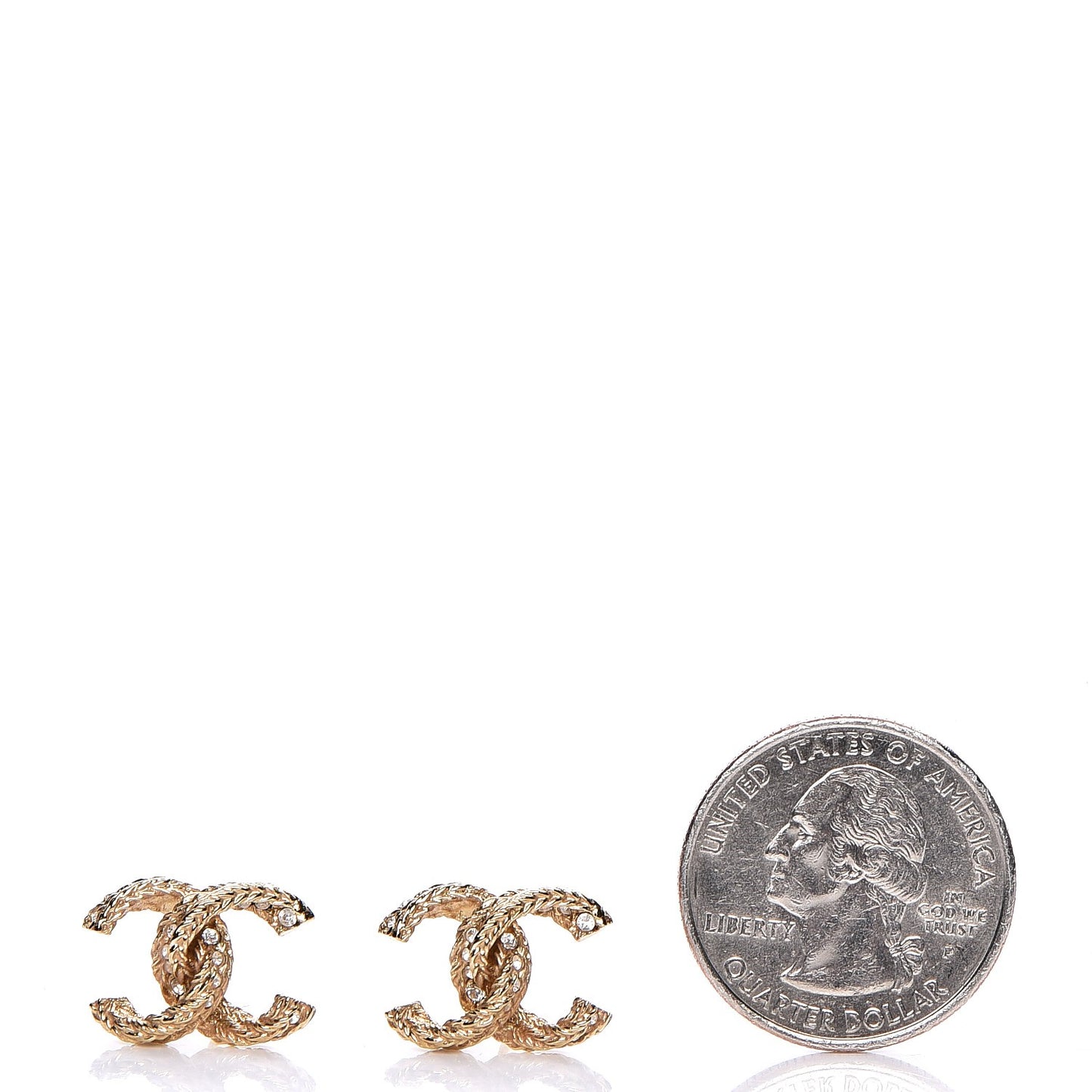 Crystal Twisted CC Earrings Gold