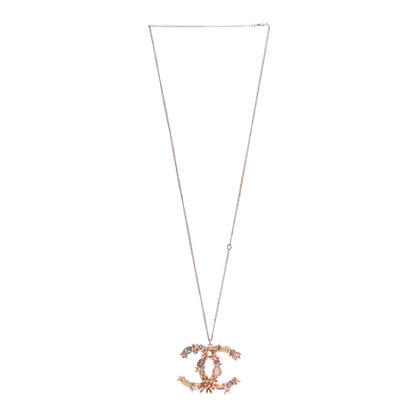 Chanel Resin Crystal CC Marquise Drop Necklace Rose Gold Violet 3 of 7