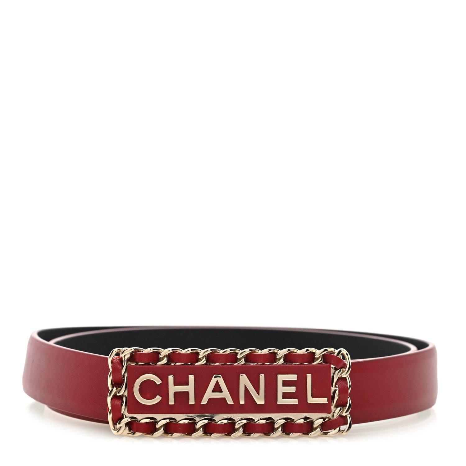 Chanel Calfskin CC Chain Logo Belt 75 30 Red 1 of 4