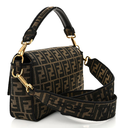 Fendi Fabric Jacquard FF 1974 Medium Baguette Tobacco Moro Black 3 of 10