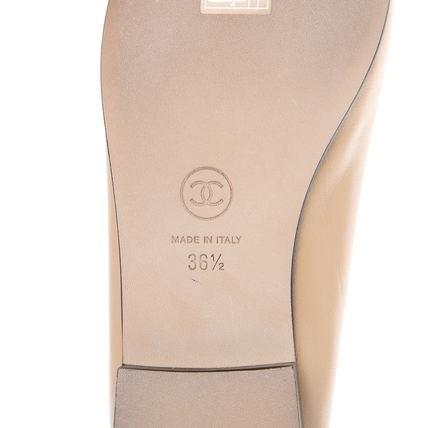 Chanel Lambskin Cap Toe CC Ballerina Flats 36.5 Beige Black 7 of 9