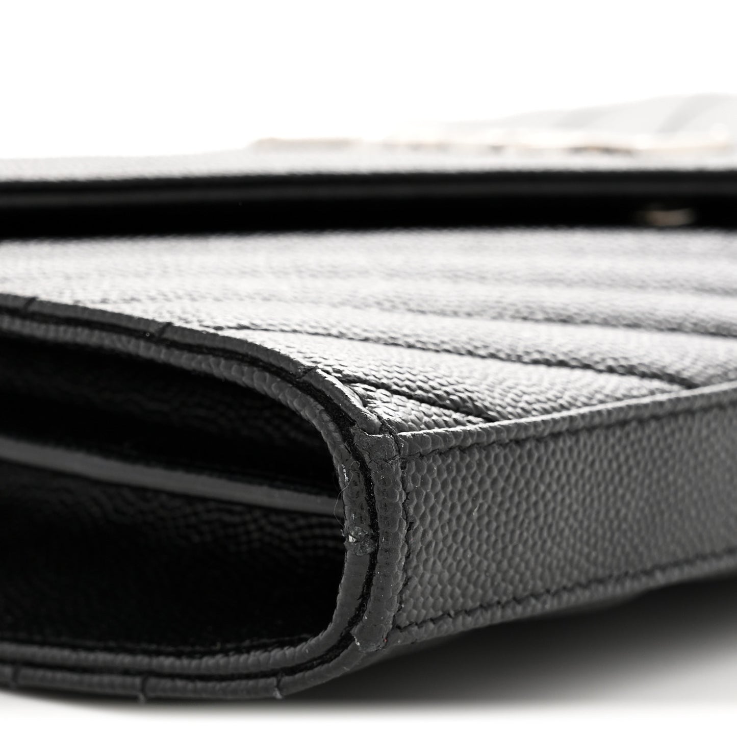Grain De Poudre Matelasse Chevron Monogram Chain Wallet Black
